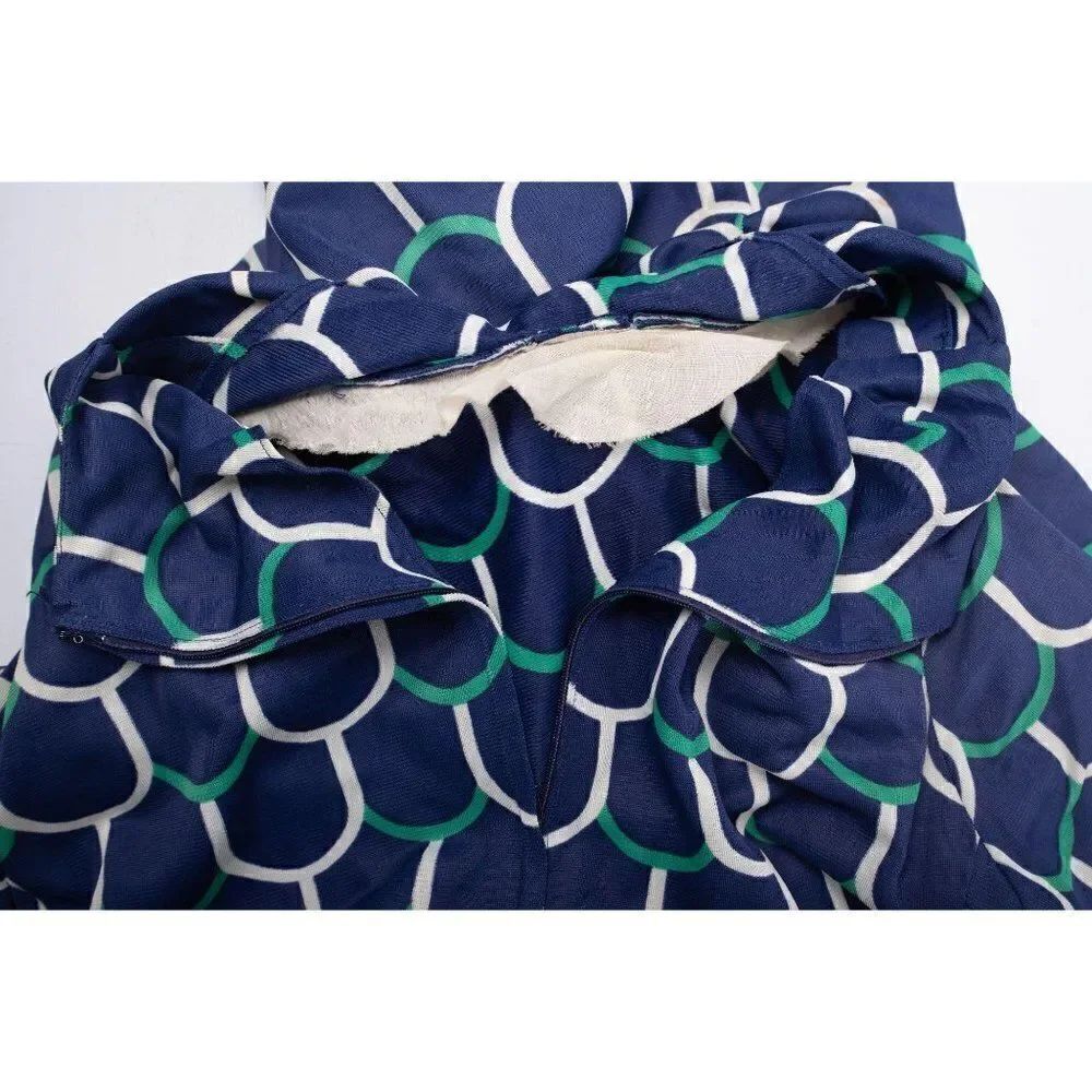 Vintage Shift Geometric Dress Women's M/L Tie Neck - Picture 5 of 8